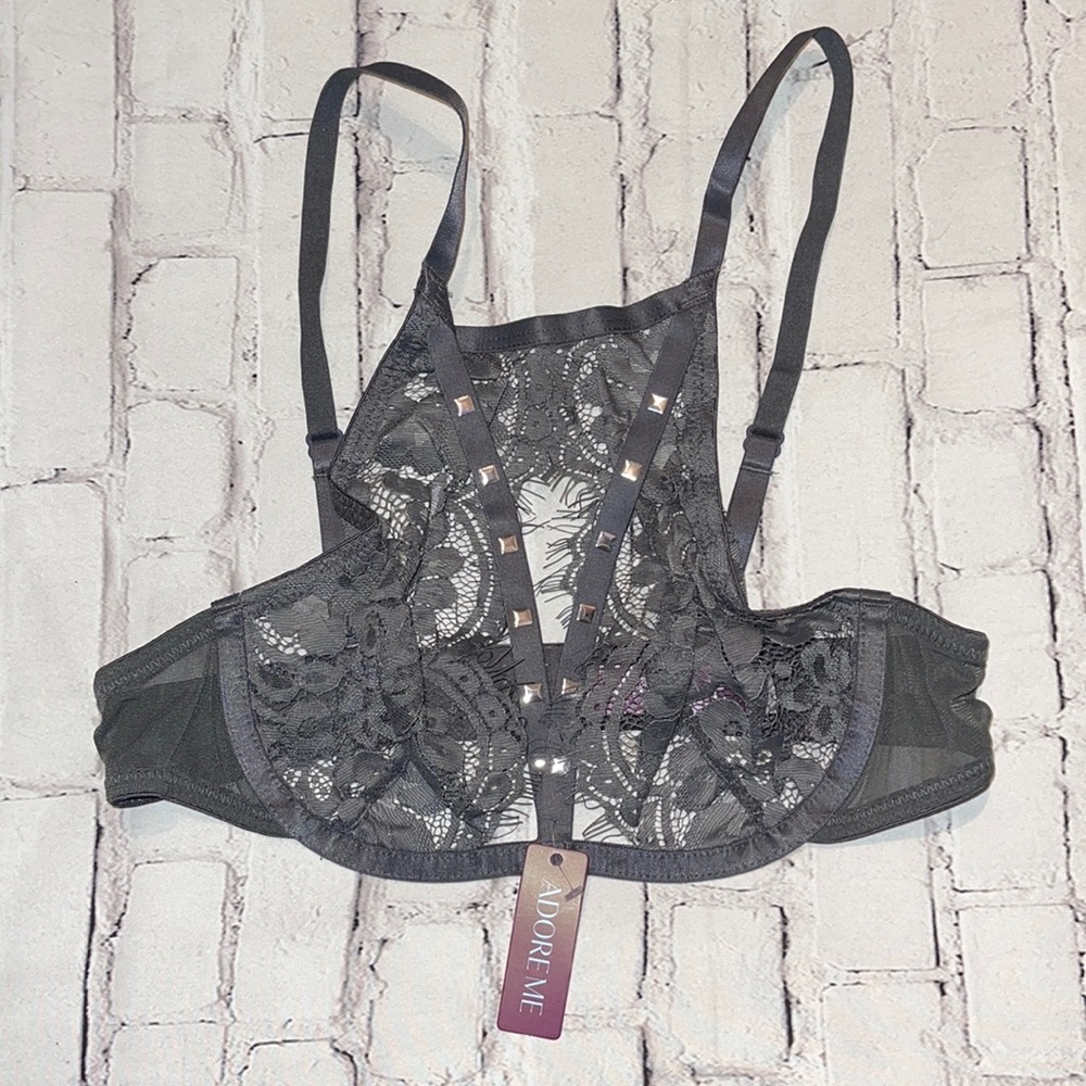 Adore Me Emmeline Shadowgrey Halter Bra Size 32B NWT